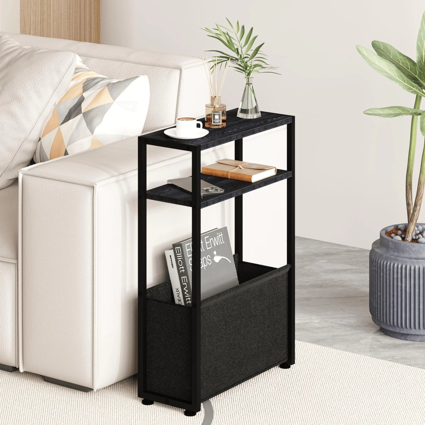 Leomonio Black Slim Side Table
