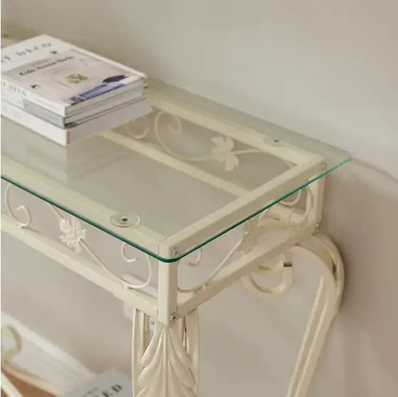 Modern Tempered Glass Metal Frame Table