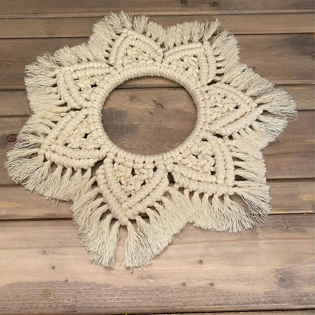Bohemian Handwoven Wall Hanging Mirror for Home Decor
