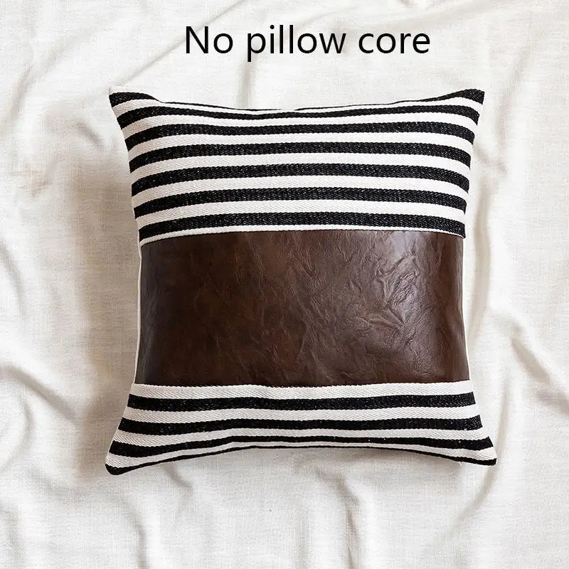 Stripe Imitation Leather Sofa Cushion Cover
