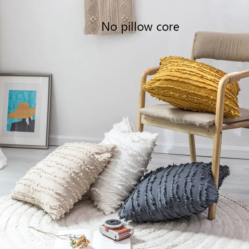 Nordic Cotton Linen 3D Plush Jacquard Sofa Cushion