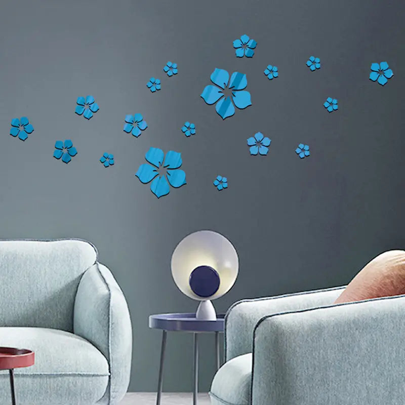 3D Flowers Mirror Sticker, DIY Acrylic Wall Decor