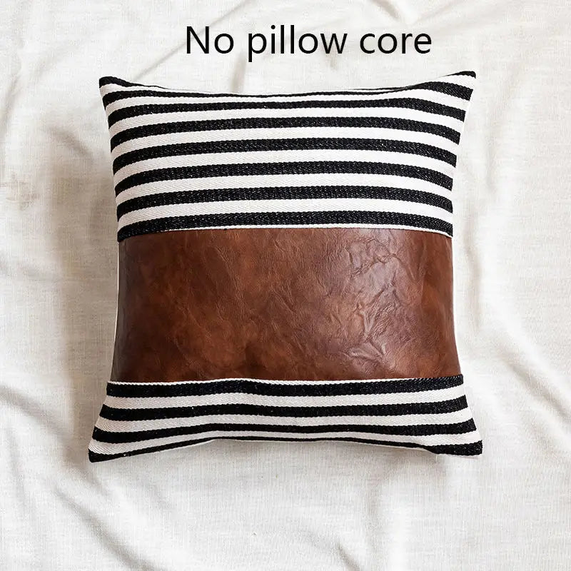 Stripe Imitation Leather Sofa Cushion Cover