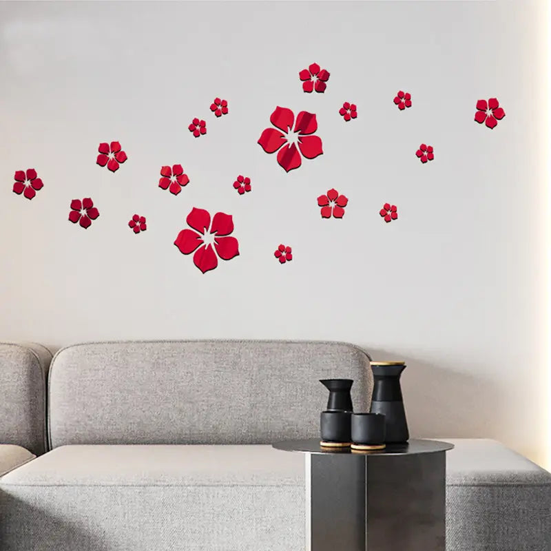 3D Flowers Mirror Sticker, DIY Acrylic Wall Decor