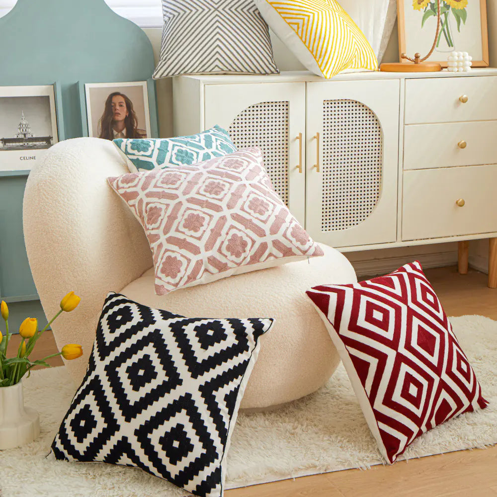 Embroidery Sofa Cushion Pillow Cover for Living Room