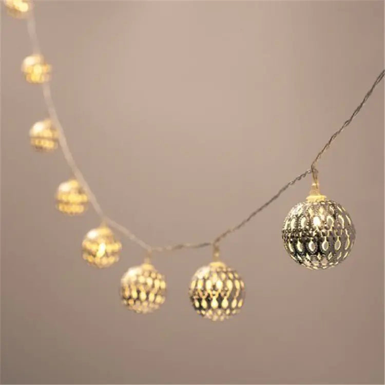 LED Moroccan Metal Sphere Light String
