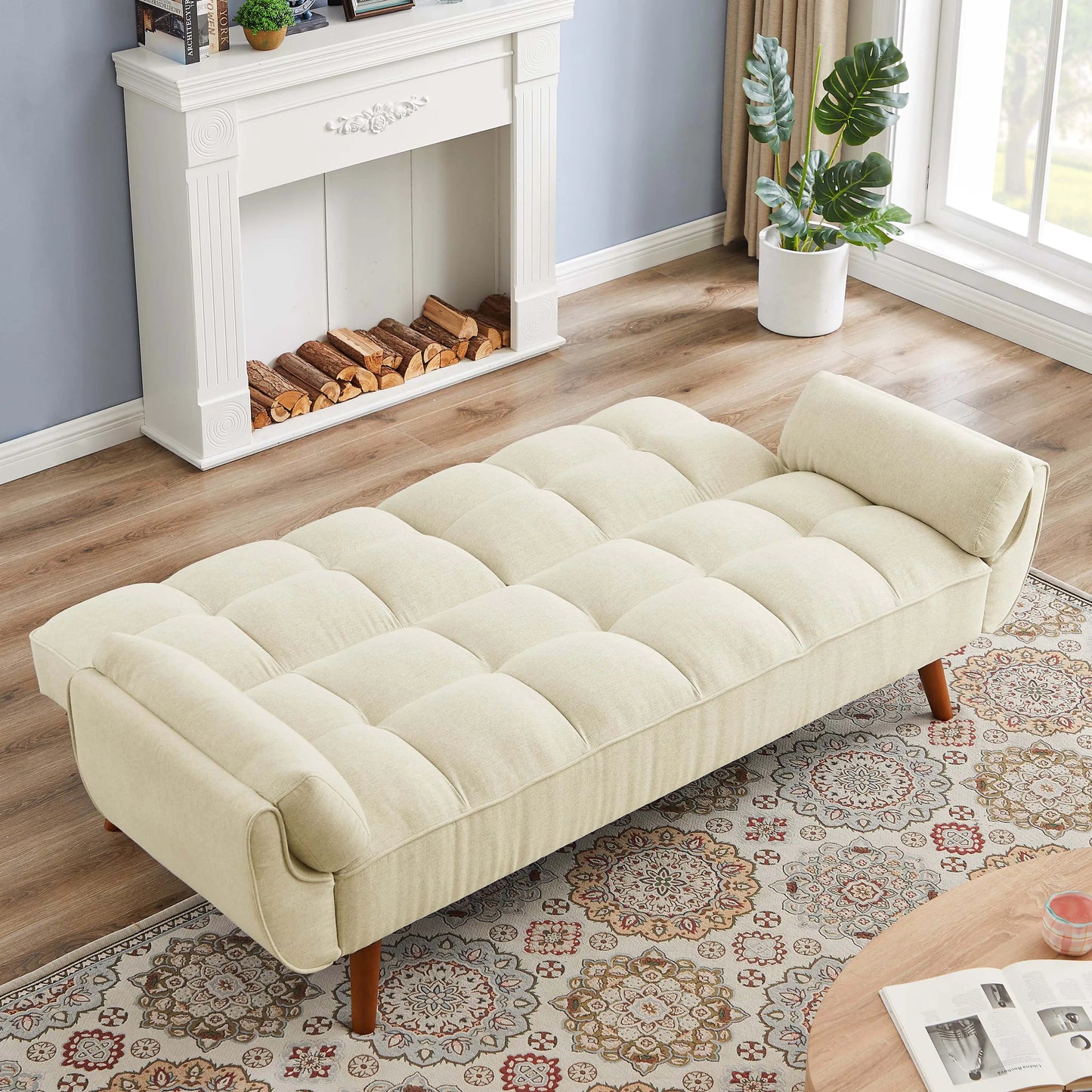 3 seater Beige convertible Sofa