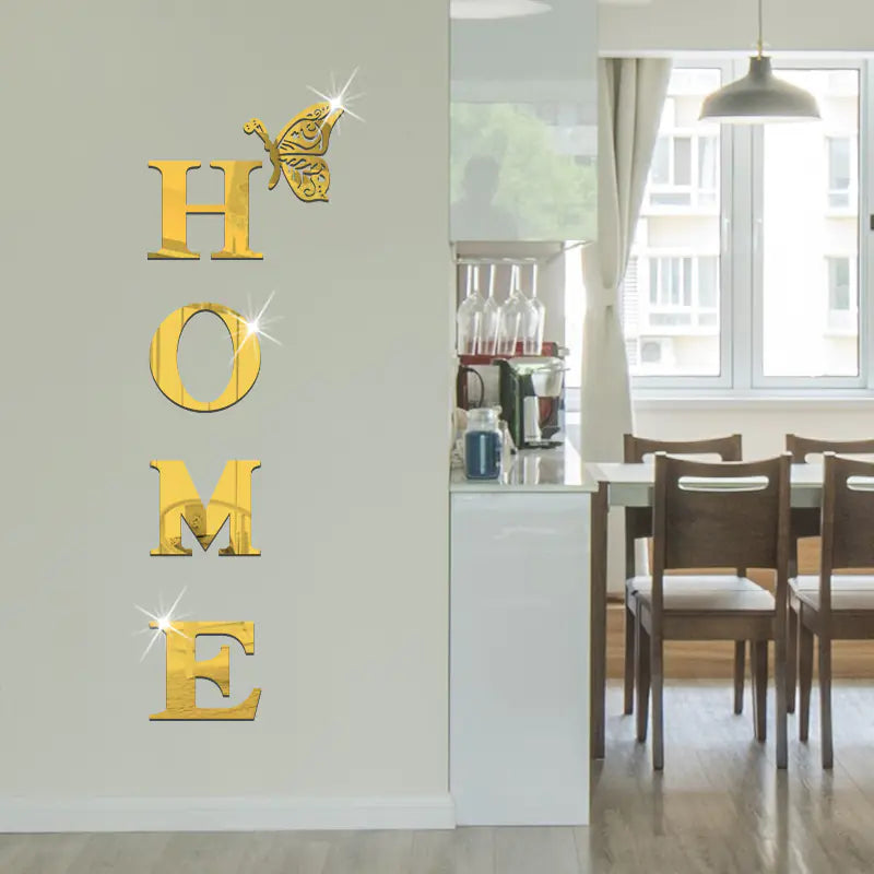Acrylic Letter Butterfly Mirror - HOME