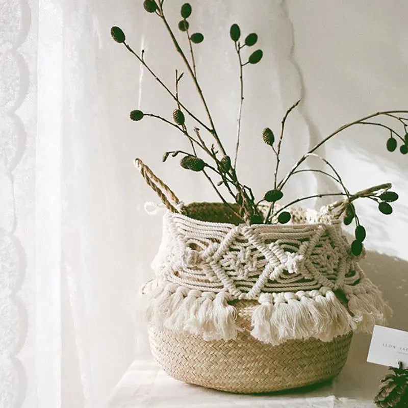 Handmade Ivory Cotton Rope Bohemian Tassel Wall Decor