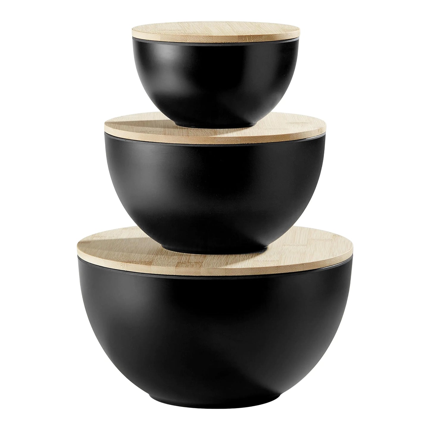Large Salad Bowls with Bamboo Lids - Set of 3