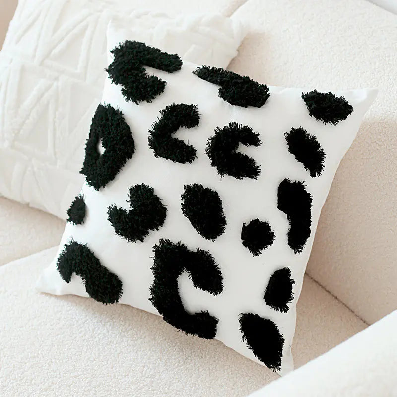 Retro Rabbit Fur Luxury Checkerboard Sofa Cushion