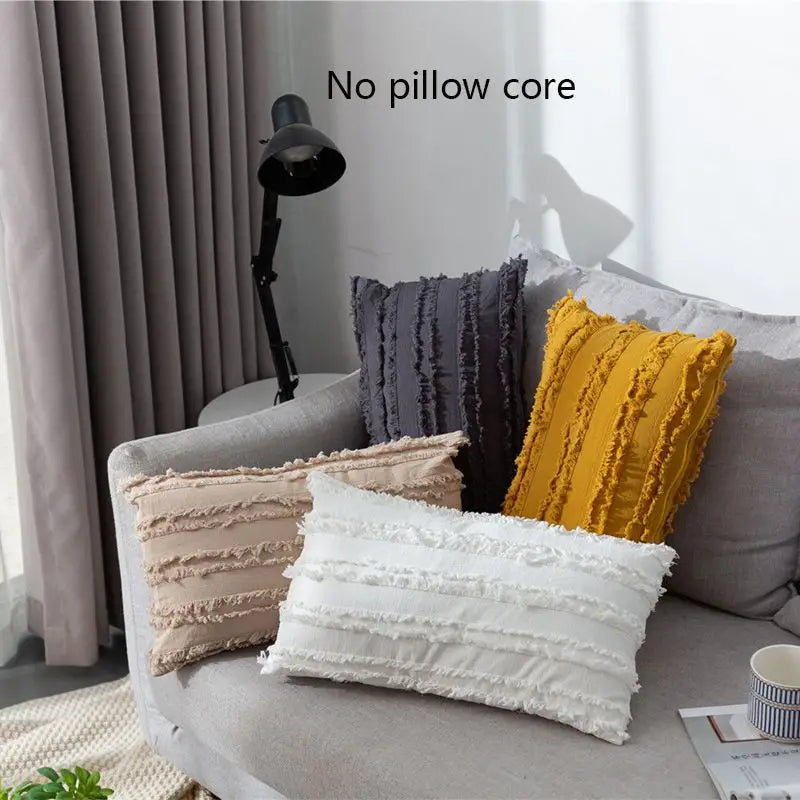 Nordic Cotton Linen 3D Plush Jacquard Sofa Cushion
