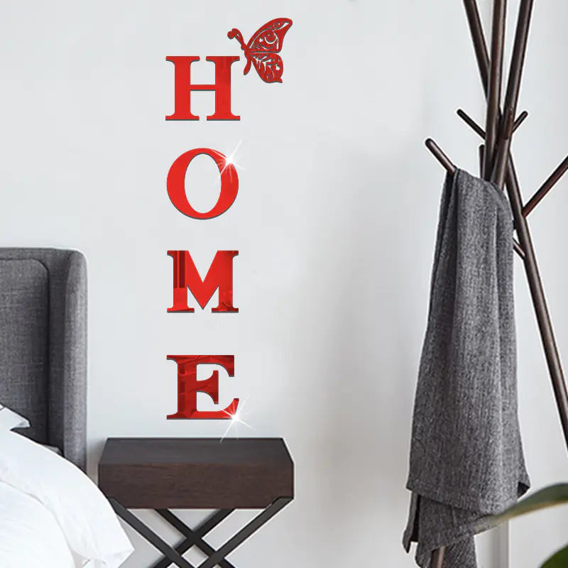 Acrylic Letter Butterfly Mirror - HOME