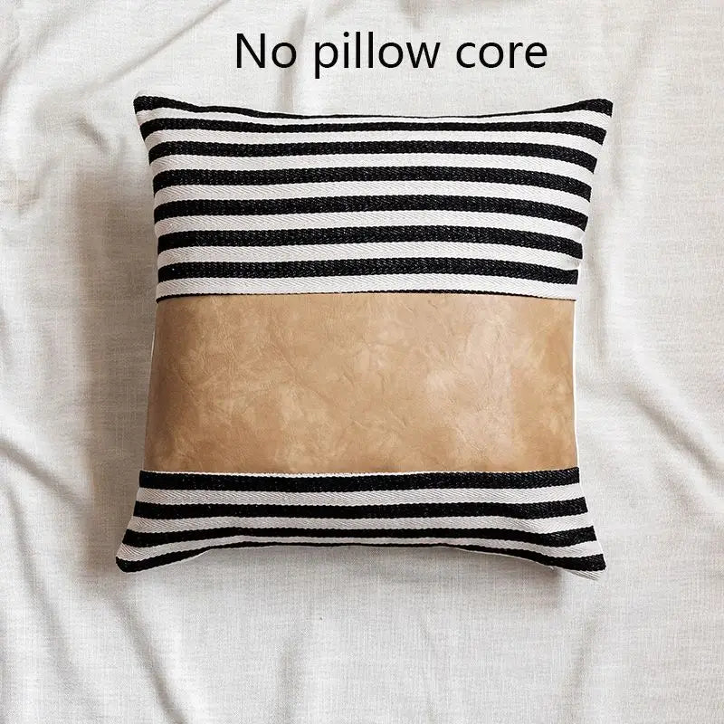 Stripe Imitation Leather Sofa Cushion Cover