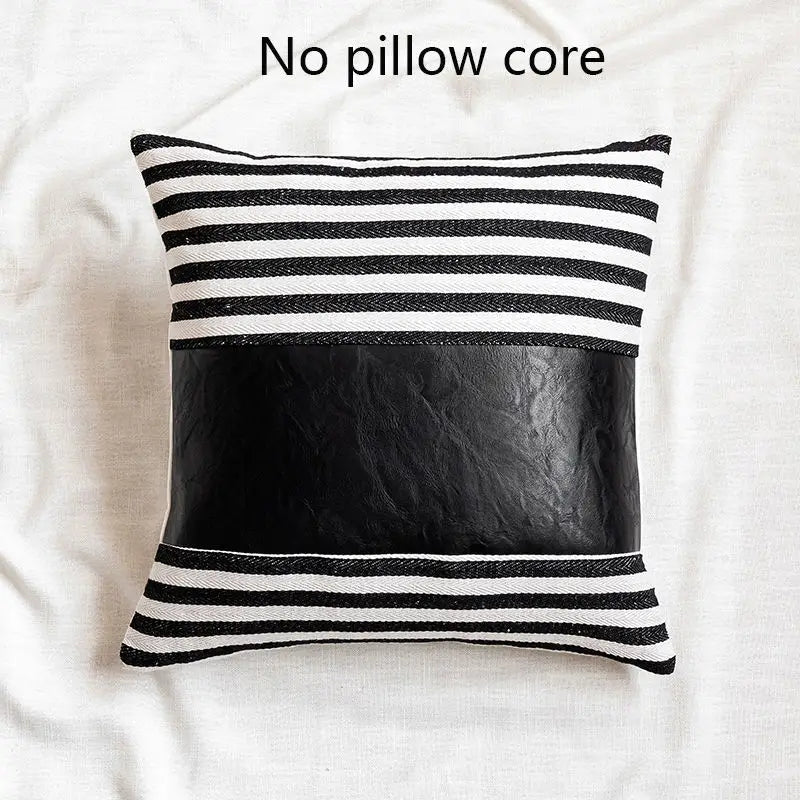 Stripe Imitation Leather Sofa Cushion Cover
