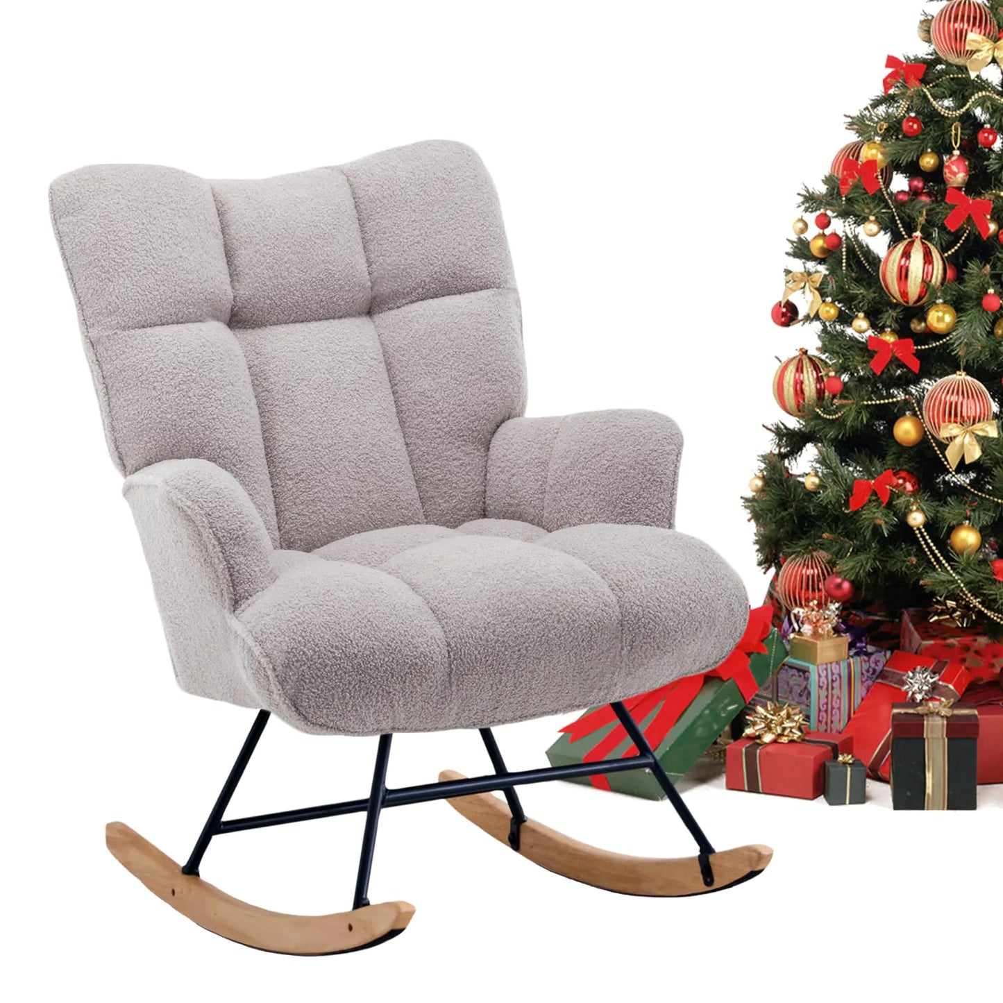 Zedachica Rocking Chair with Padded Seat and High Backrest