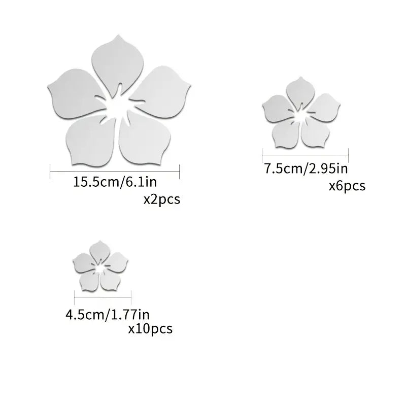 3D Flowers Mirror Sticker, DIY Acrylic Wall Decor