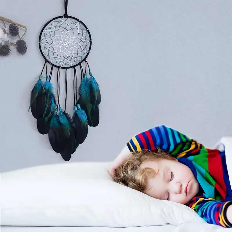 Handmade Blue Dream Catcher for Home and Wall Decor