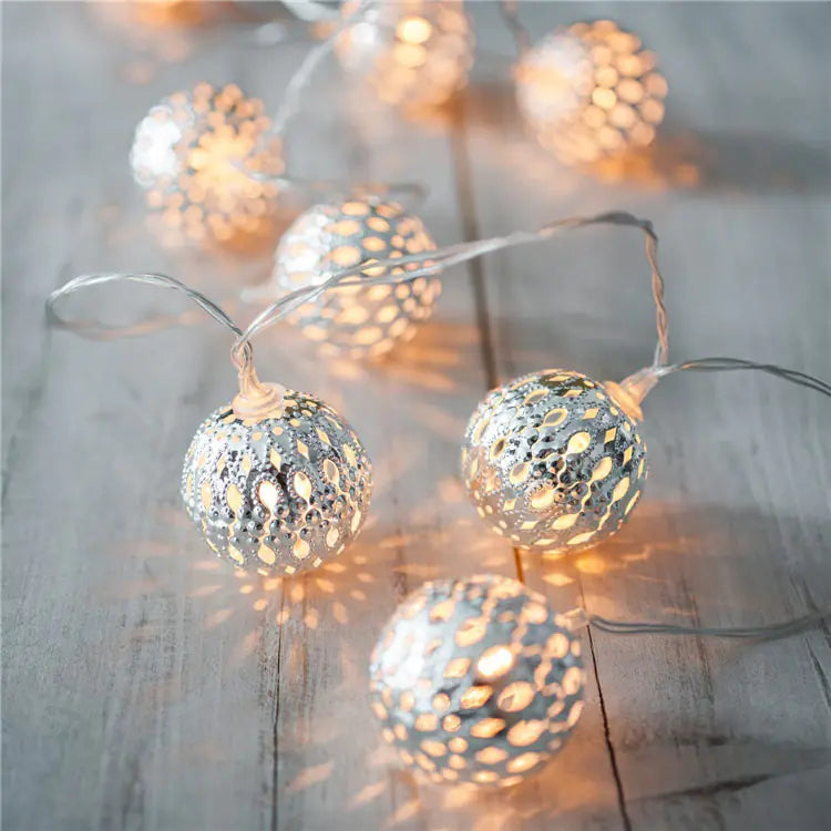 LED Moroccan Metal Sphere Light String