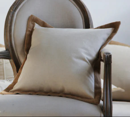 Linen Trimmed Elegant Sofa Cushion Cover Set