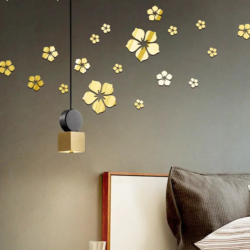 3D Flowers Mirror Sticker, DIY Acrylic Wall Decor