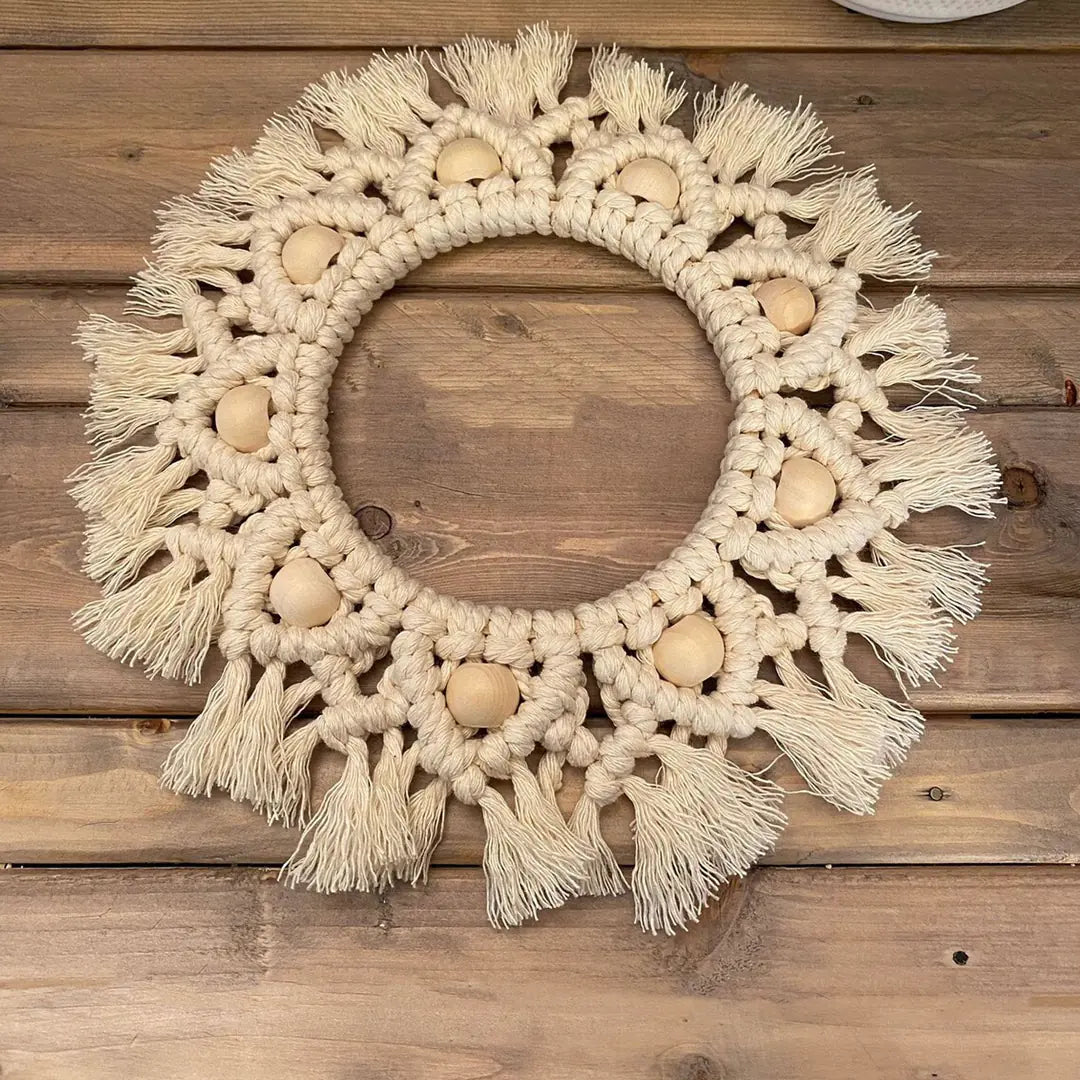 Bohemian Handwoven Wall Hanging Mirror for Home Decor