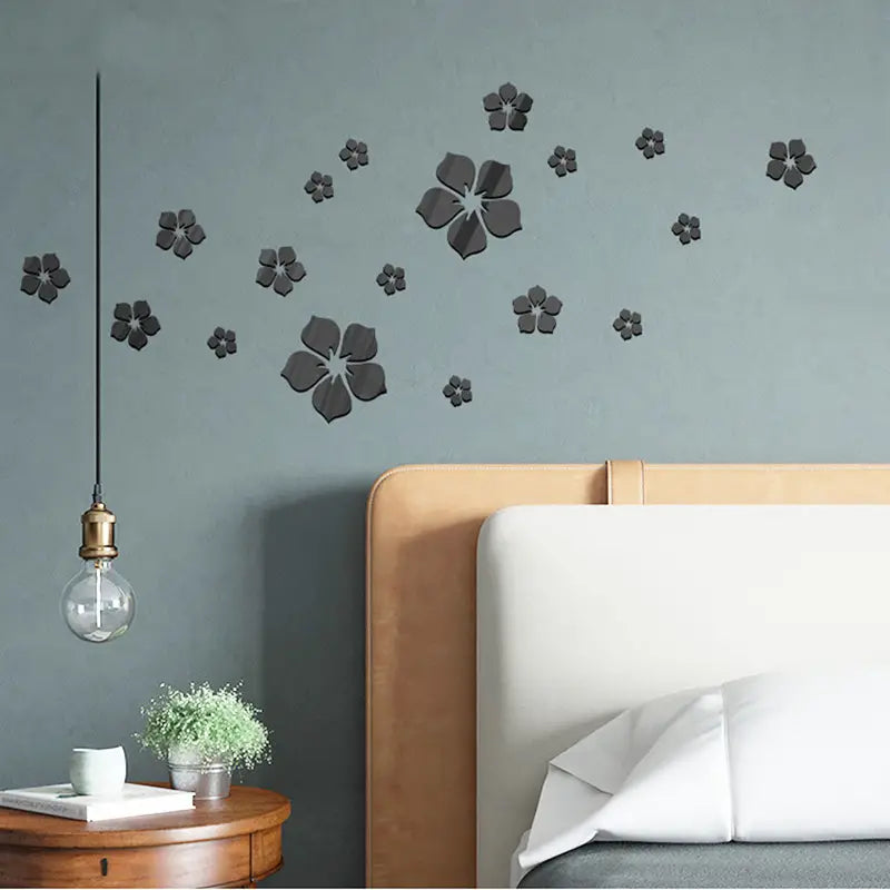 3D Flowers Mirror Sticker, DIY Acrylic Wall Decor