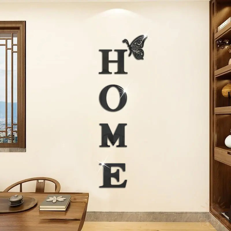 Acrylic Letter Butterfly Mirror - HOME
