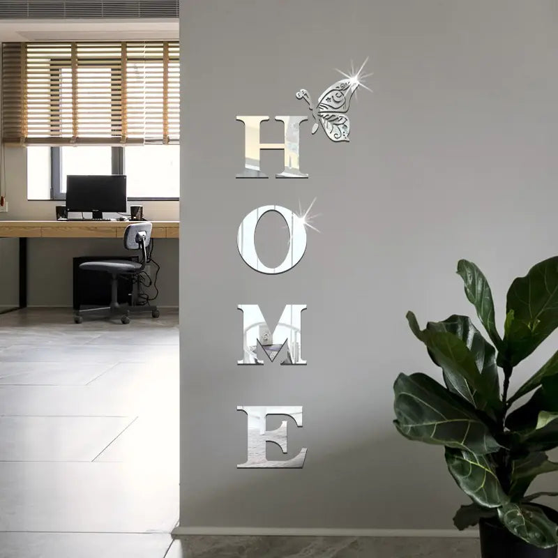 Acrylic Letter Butterfly Mirror - HOME