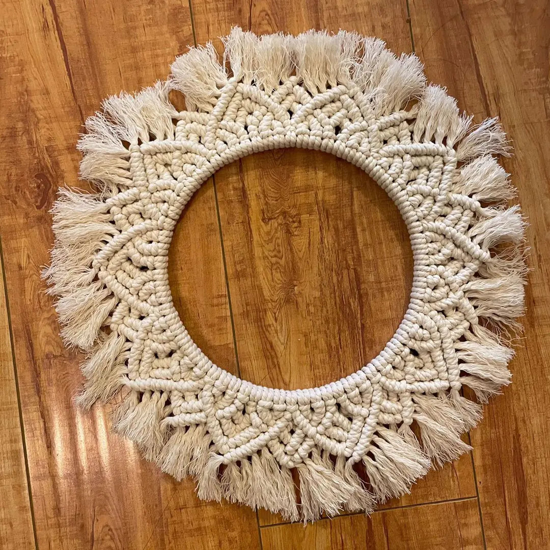 Bohemian Handwoven Wall Hanging Mirror for Home Decor