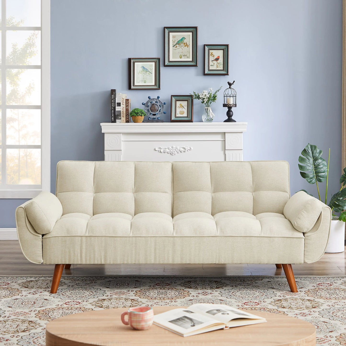 3 seater Beige convertible Sofa