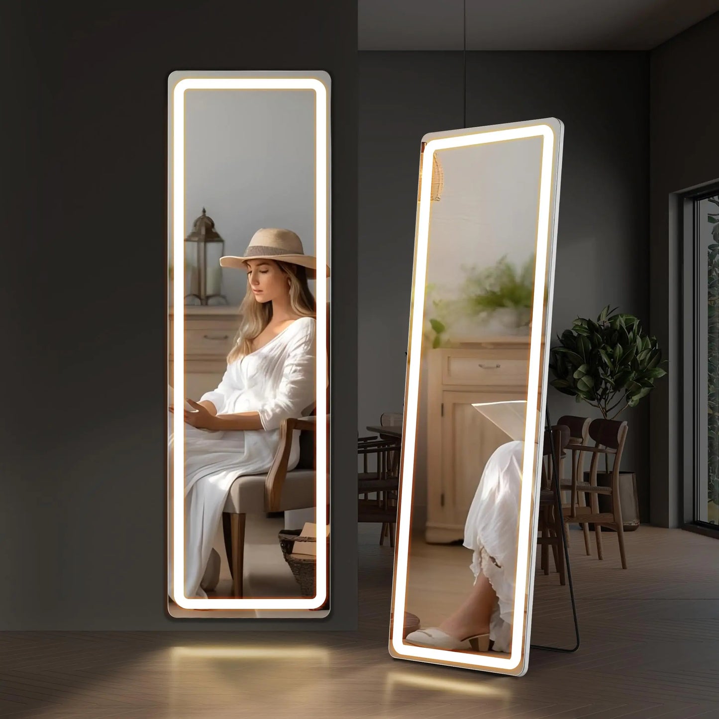 Zibbizo Mirror Full Length with LED Lights 16"x60"