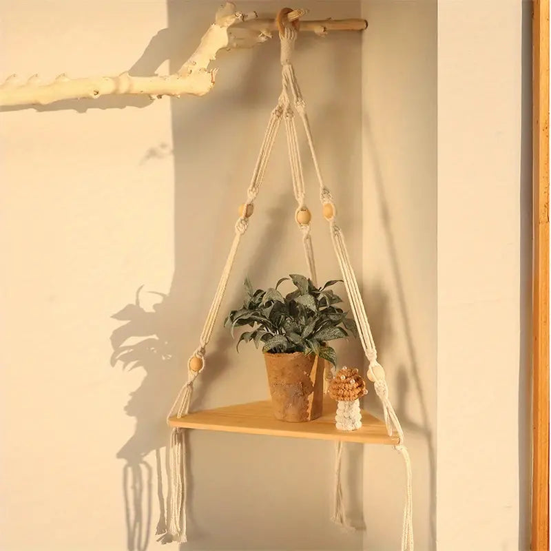 Bohemian Cotton Hanging Shelf for Home Decor (1pc)