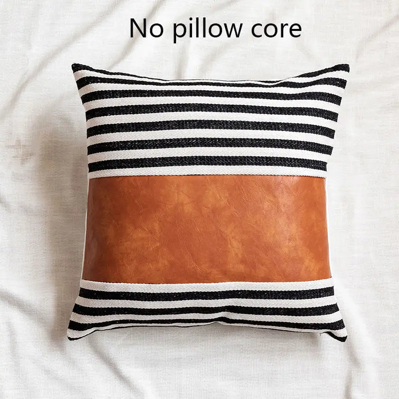 Stripe Imitation Leather Sofa Cushion Cover