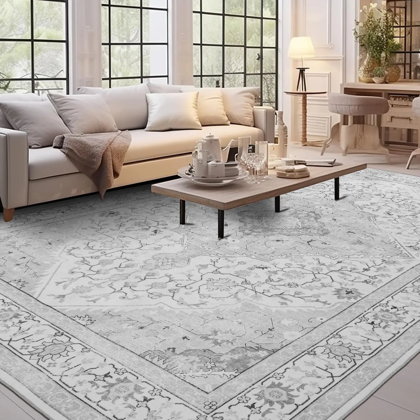 Brevonox Vintage Rug (Light Grey 5 × 7)