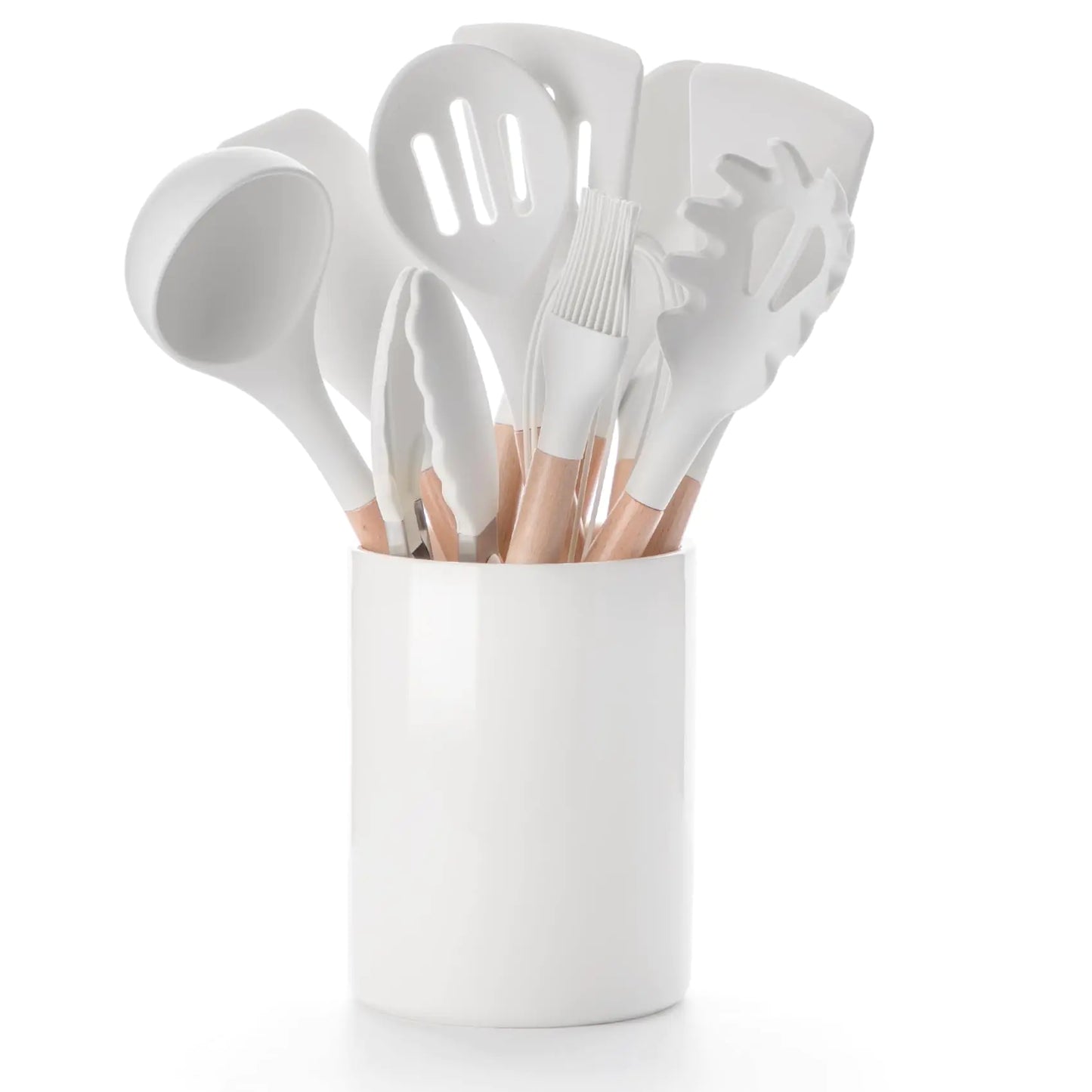 Silicone Cooking Utensils Set - Heat Resistant Set of 12 PCS (White)