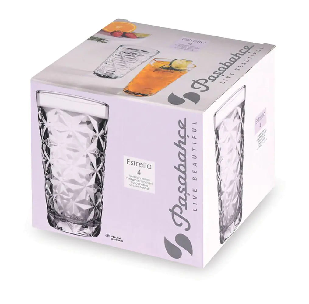 Estrella Soft Drink Glass Set, 4 Pieces, 285 cc