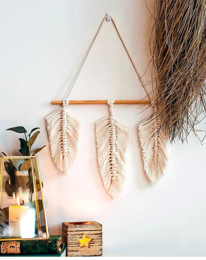 Bohemian Woven Leaf Wall Hanging for Bedroom Decor
