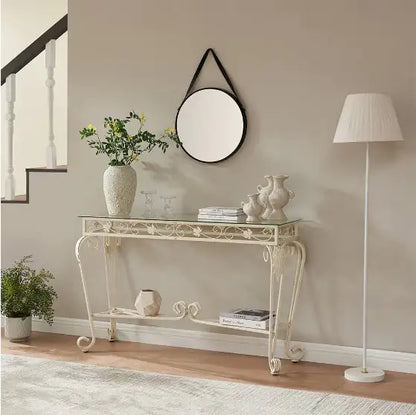 Modern Tempered Glass Metal Frame Table