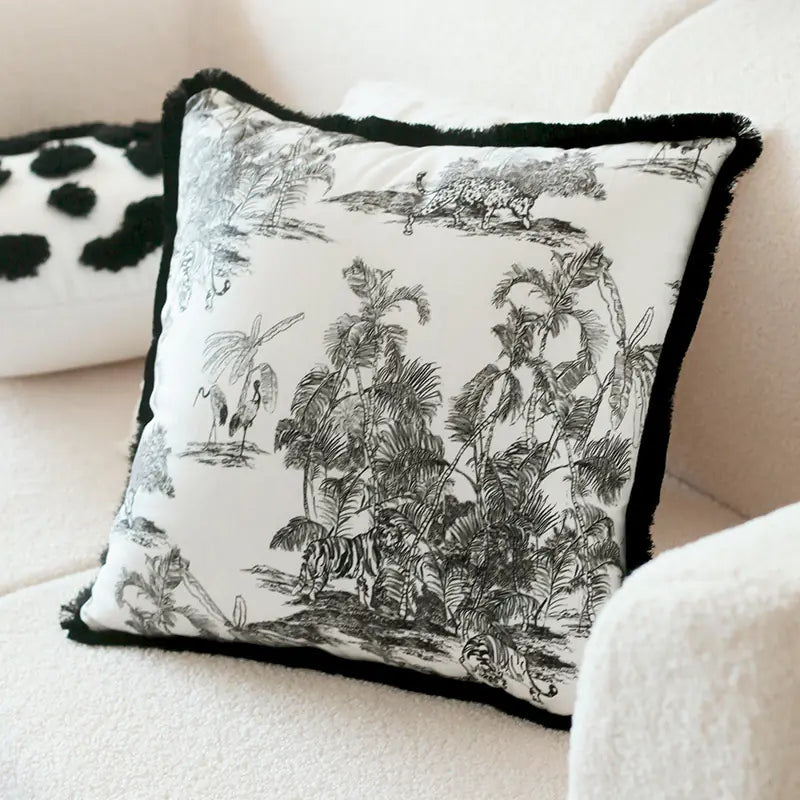 Retro Rabbit Fur Luxury Checkerboard Sofa Cushion