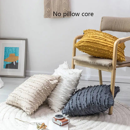 Nordic Cotton Linen 3D Plush Jacquard Sofa Cushion