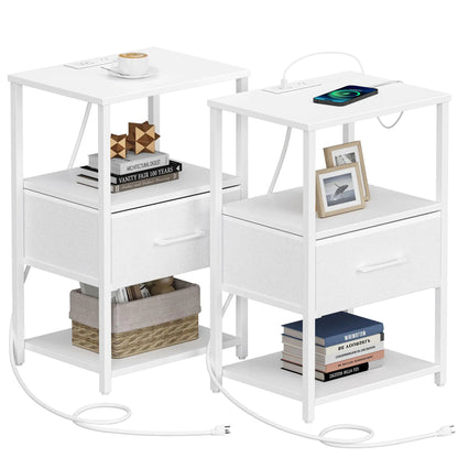 Side Table with Charging Station - Set of 2