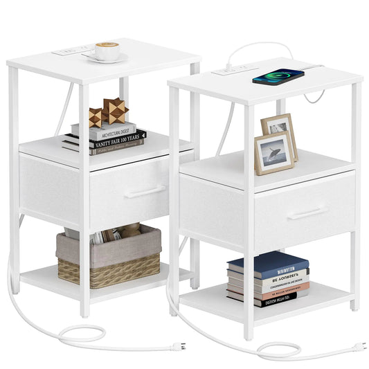 Side Table with Charging Station - Set of 2