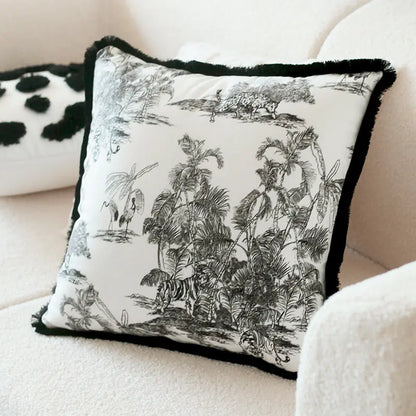 Retro Rabbit Fur Luxury Checkerboard Sofa Cushion