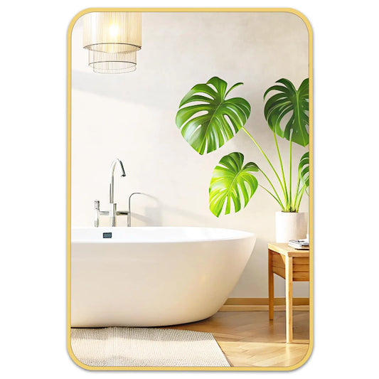 Fabuday Gold Bathroom Mirror - 24x36 with Golden Metal Frame