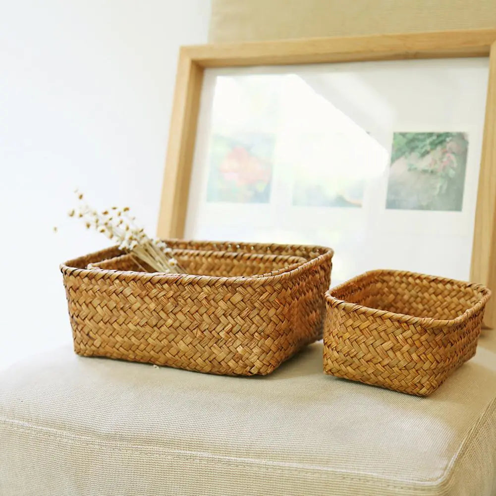 Handmade Straw Woven Fruit Basket
