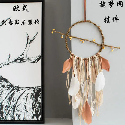 Wooden Hollow Cloud Tapestry with Dreamcatcher