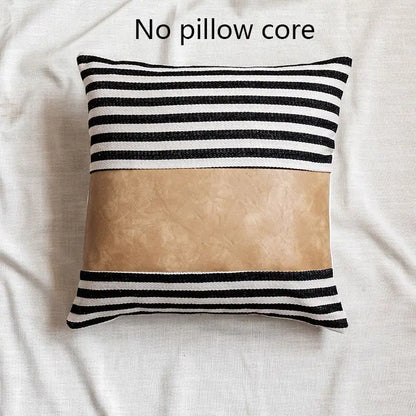 Stripe Imitation Leather Sofa Cushion Cover