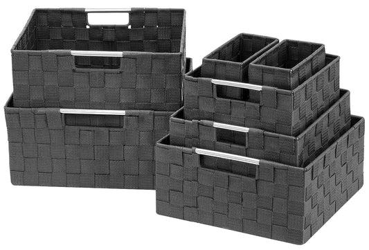 Sorbus Storage Baskets for Organizing Mesh Hand-Woven ( (Set of 7-Grey)