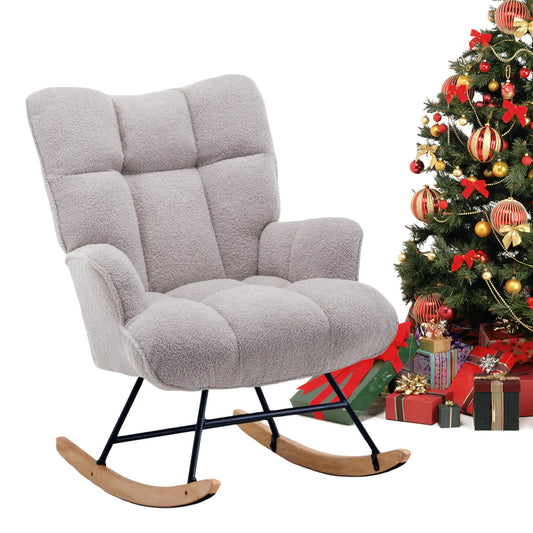 Zedachica Rocking Chair with Padded Seat and High Backrest